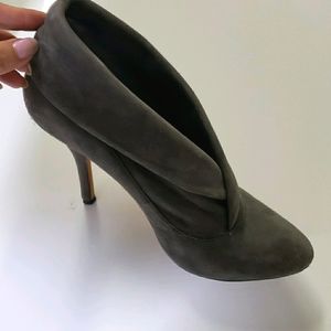 Joan and David Grey Suede Booties Heel